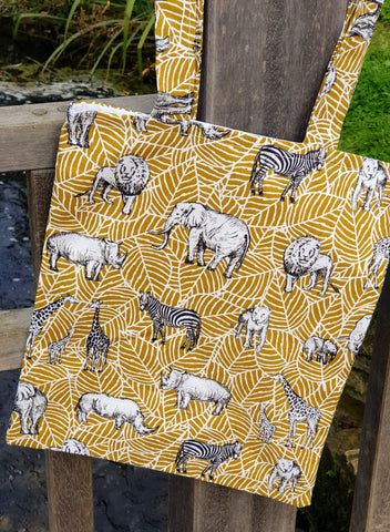 Mustard Safari Print Tote Bag