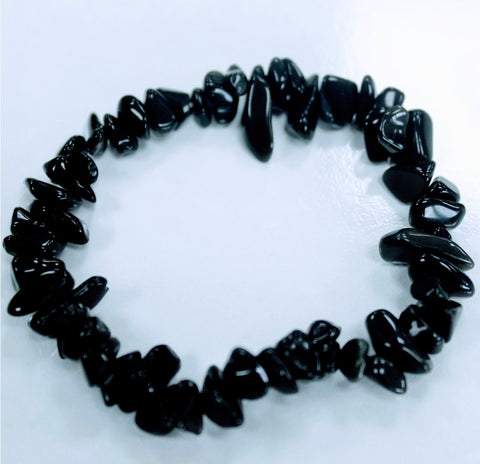 [Black Agate Chipstone Bracelet] - Botanical Bee & Co